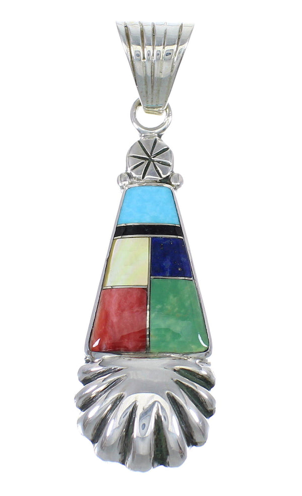 Multicolor And Genuine Sterling Silver Southwestern Slide Pendant YX68152